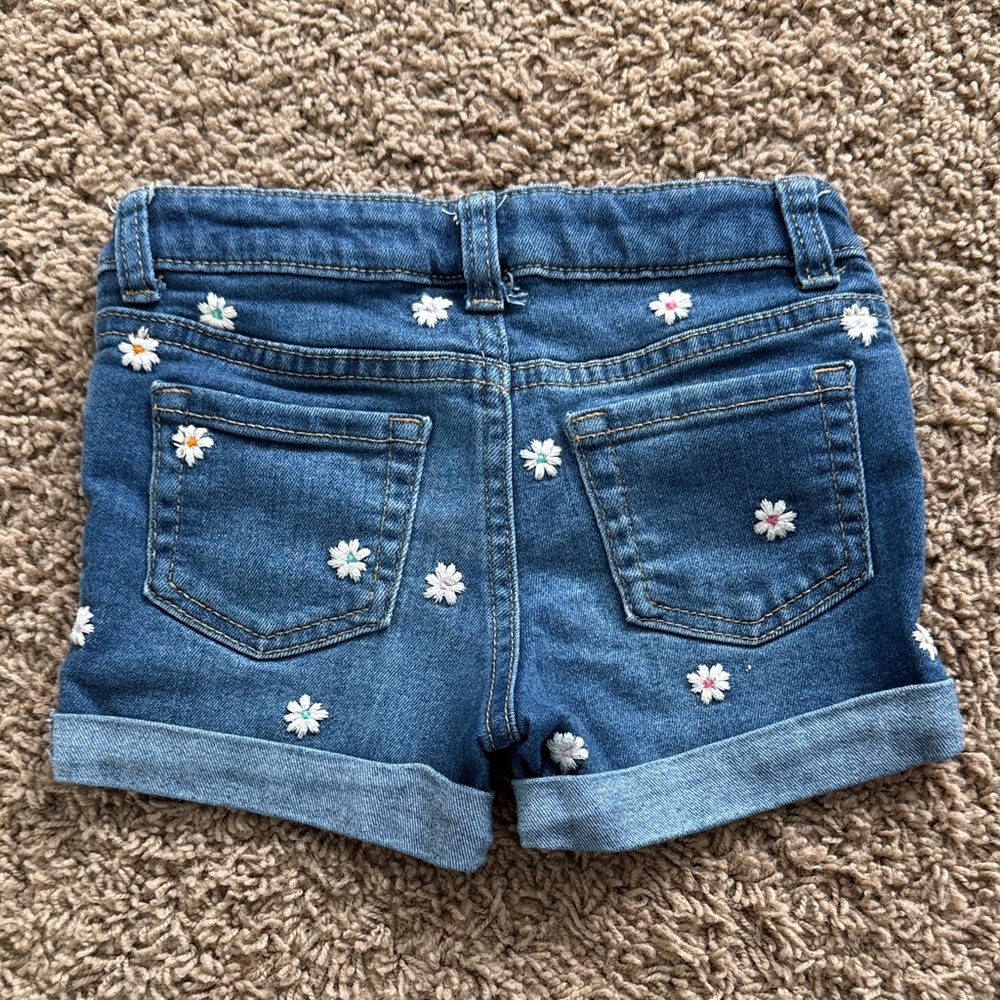 Cat & Jack Floral Embroidered Denim Shorts - Picture 3 of 3